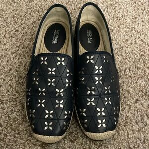 Michael Kors Hastings Quilted Slip On Leather Espadrille Navy Size 7.5